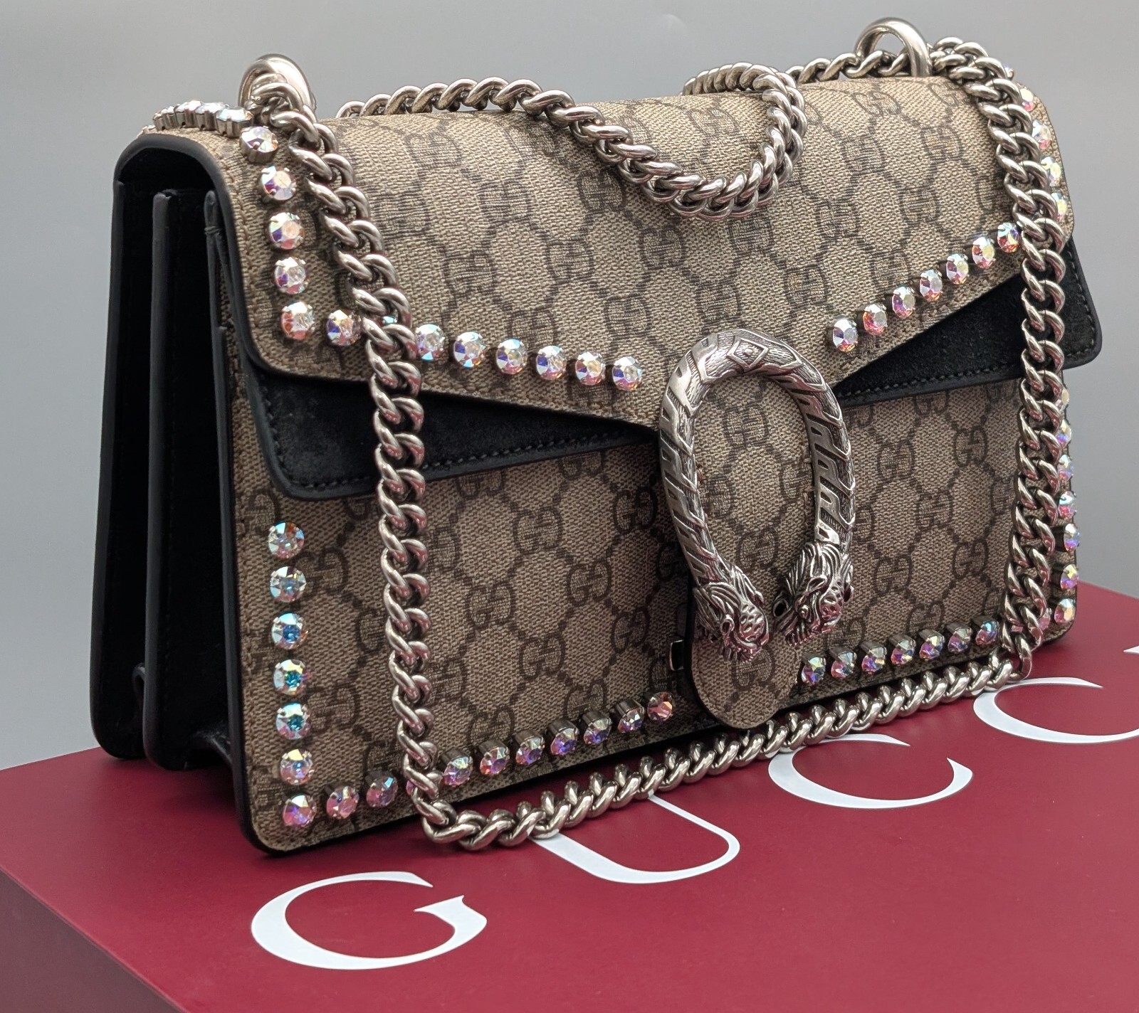 Gucci Dionysus GG Supreme Small Crystal Umhängetasche Schultertasche #784