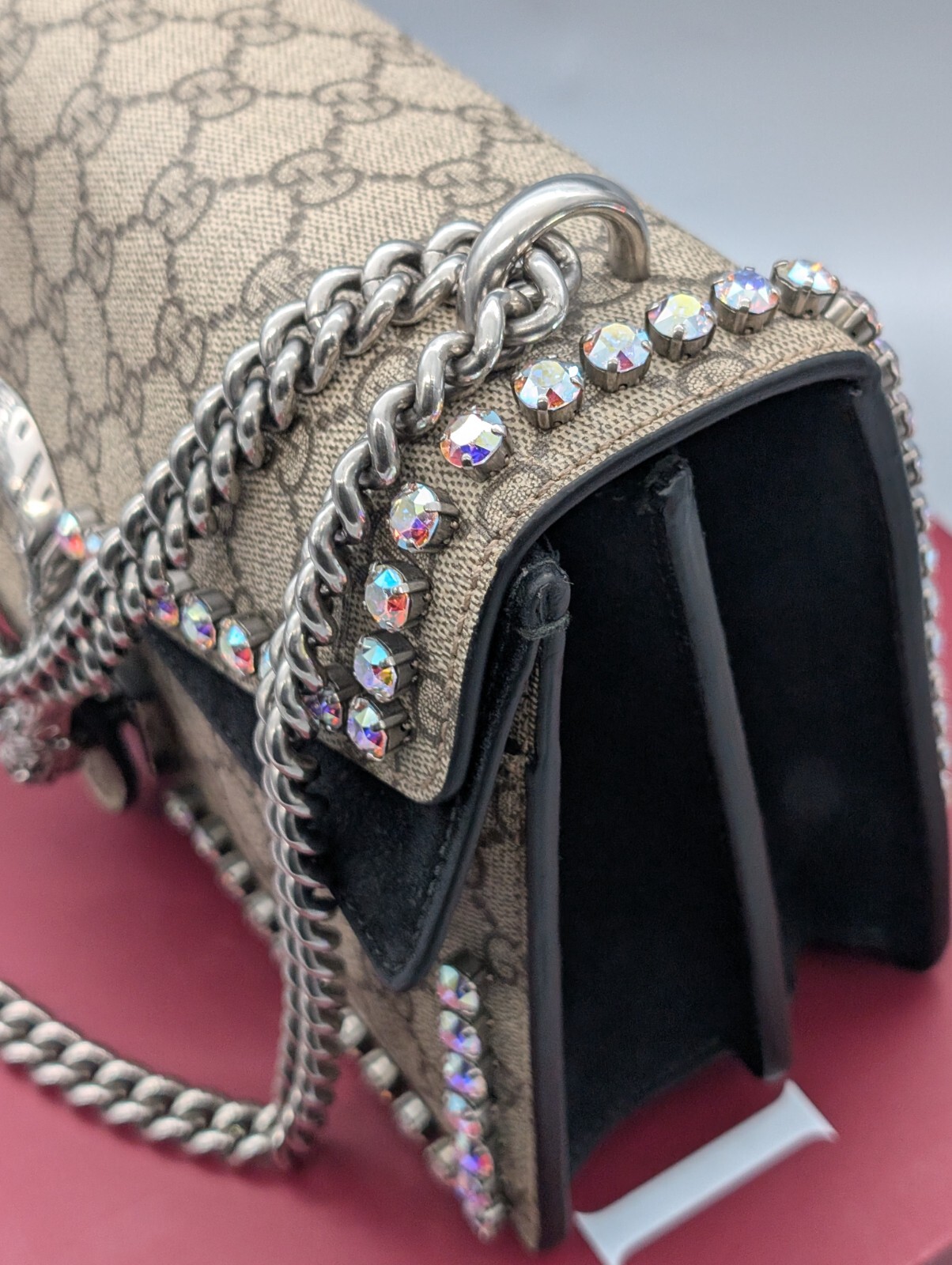 Gucci Dionysus GG Supreme Small Crystal Umhängetasche Schultertasche #784