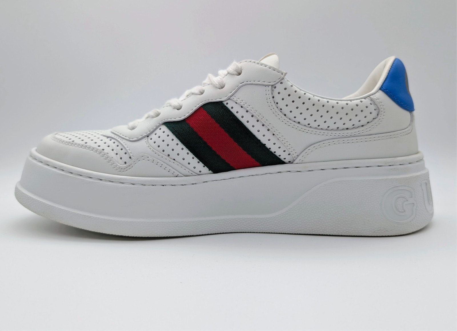 Gucci Chunky GG Web Sneaker – Größe 39 – Weiß / Web Stripe / Blau #3147