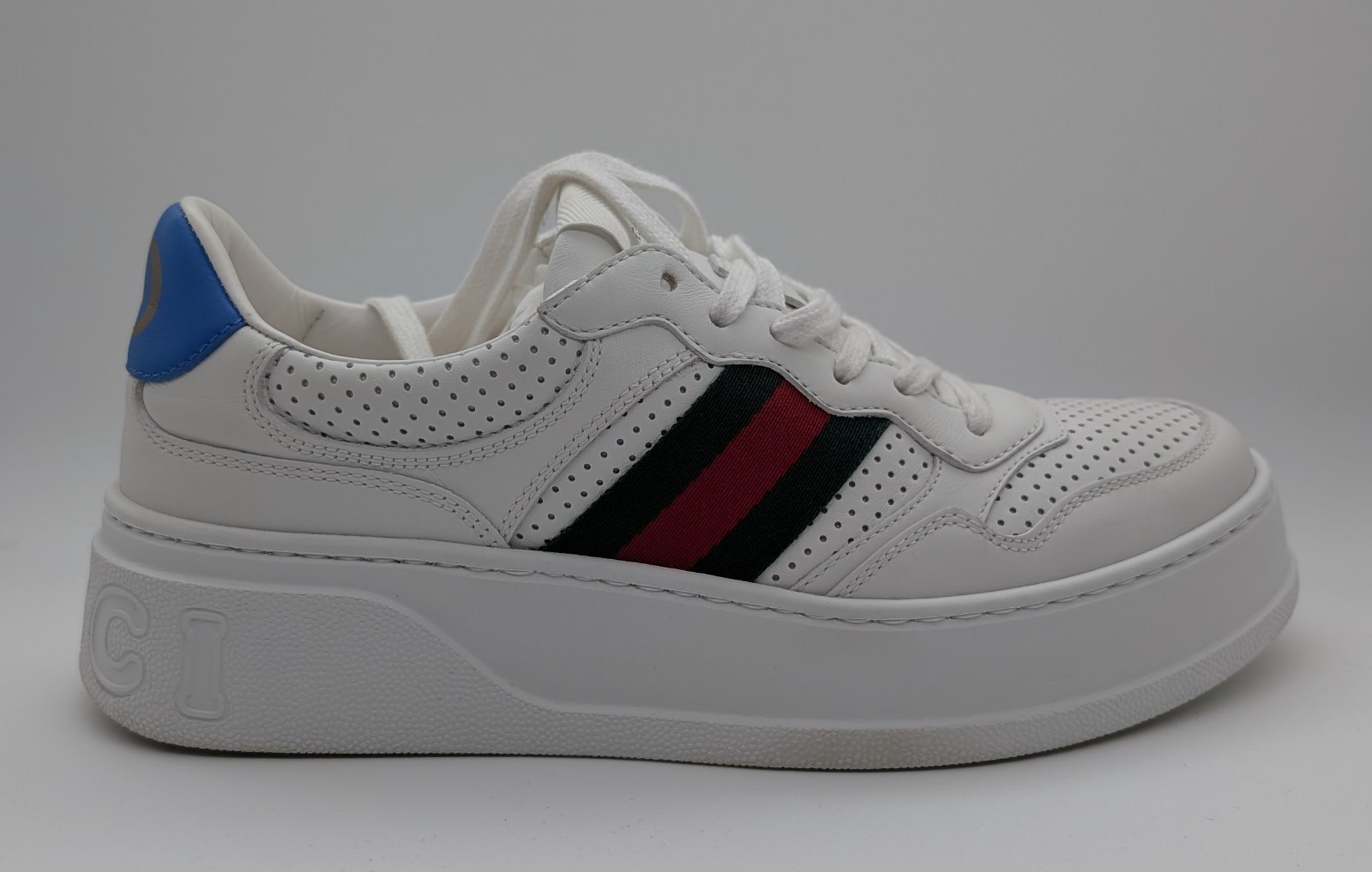 Gucci Chunky GG Web Sneaker – Größe 39 – Weiß / Web Stripe / Blau #3147
