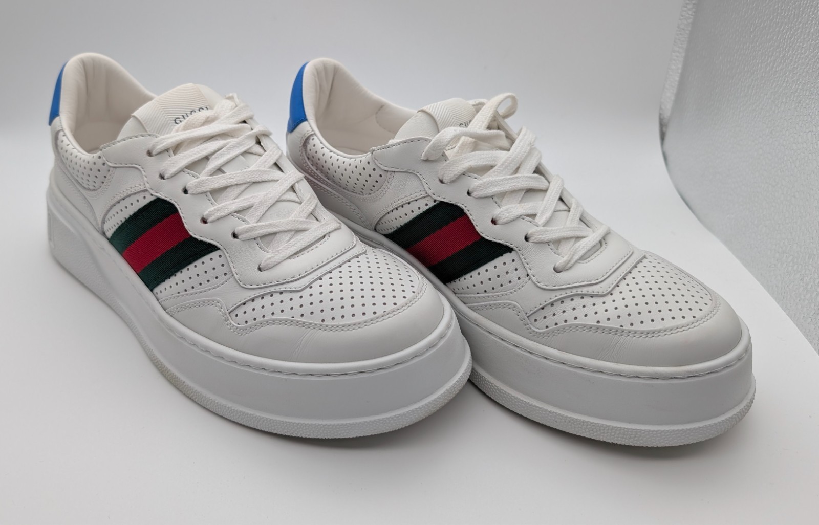 Gucci Chunky GG Web Sneaker – Größe 39 – Weiß / Web Stripe / Blau #3147