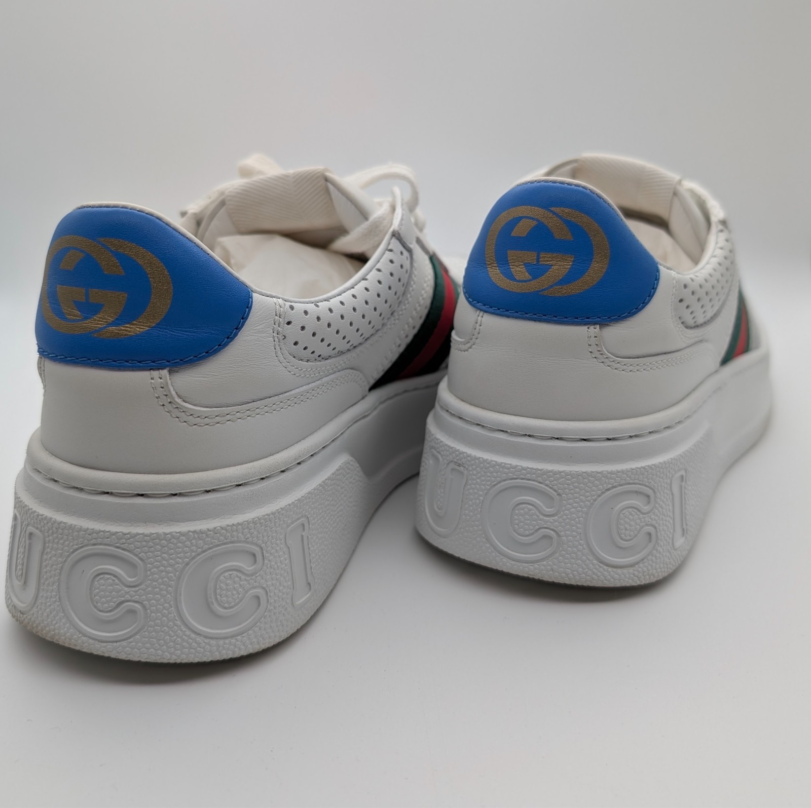 Gucci Chunky GG Web Sneaker – Größe 39 – Weiß / Web Stripe / Blau #3147