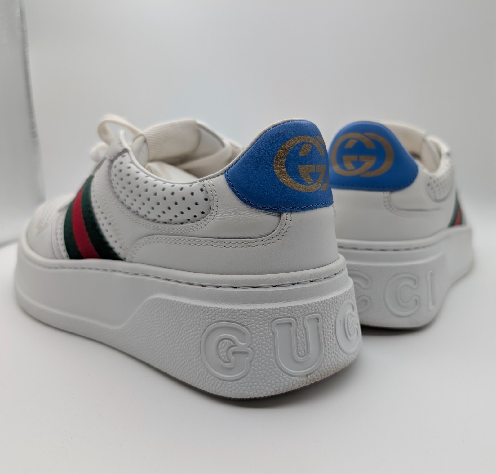 Gucci Chunky GG Web Sneaker – Größe 39 – Weiß / Web Stripe / Blau #3147