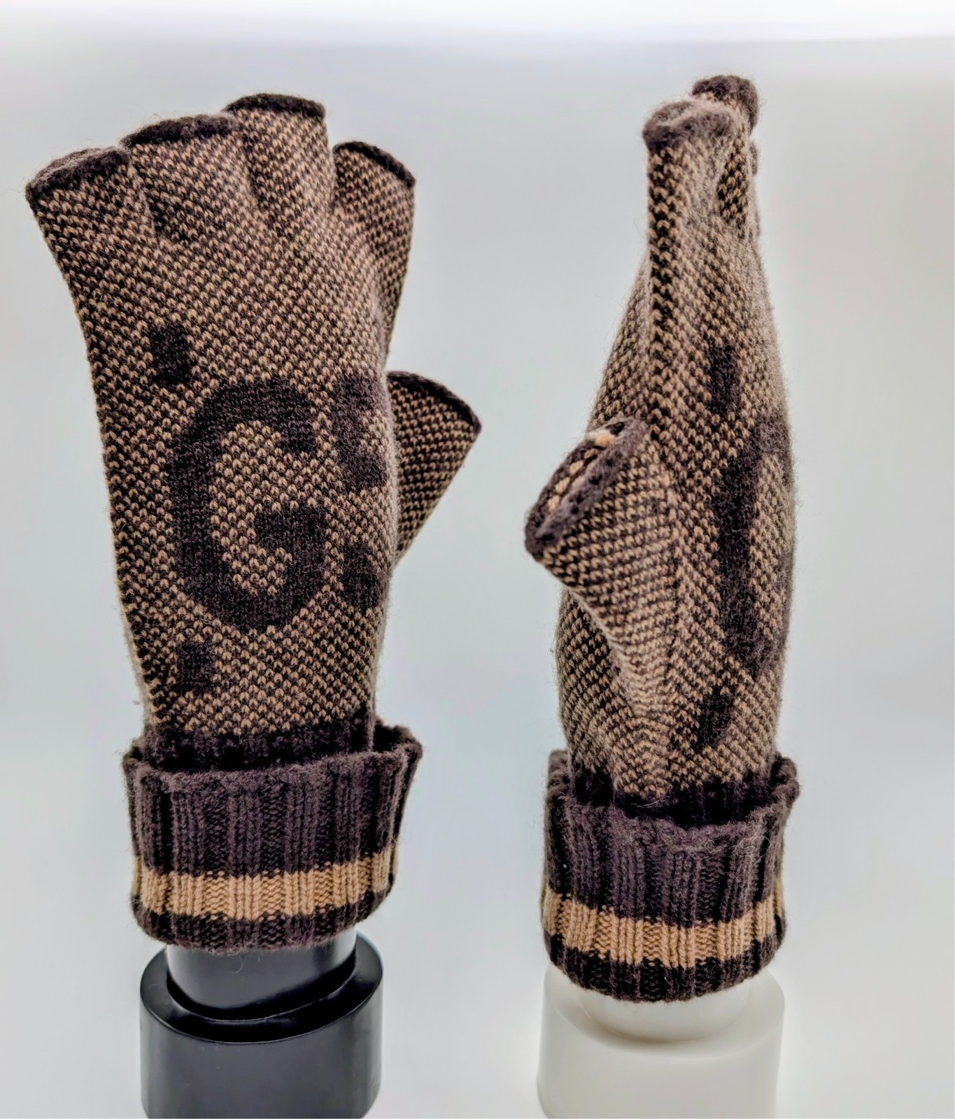 Gucci Halbfingerhandschuhe L Handschuhe Braun – 22,50cm – 200/10 #3148