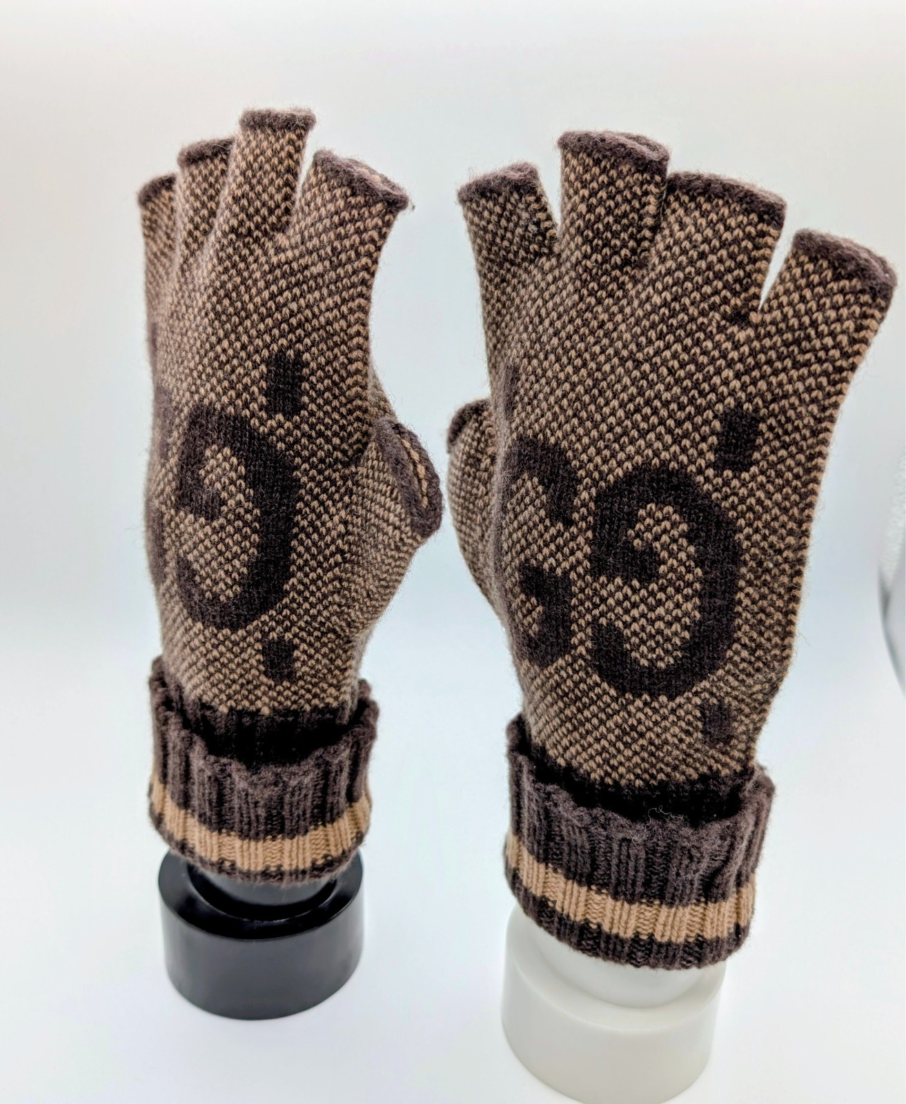 Gucci Halbfingerhandschuhe L Handschuhe Braun – 22,50cm – 200/10 #3148