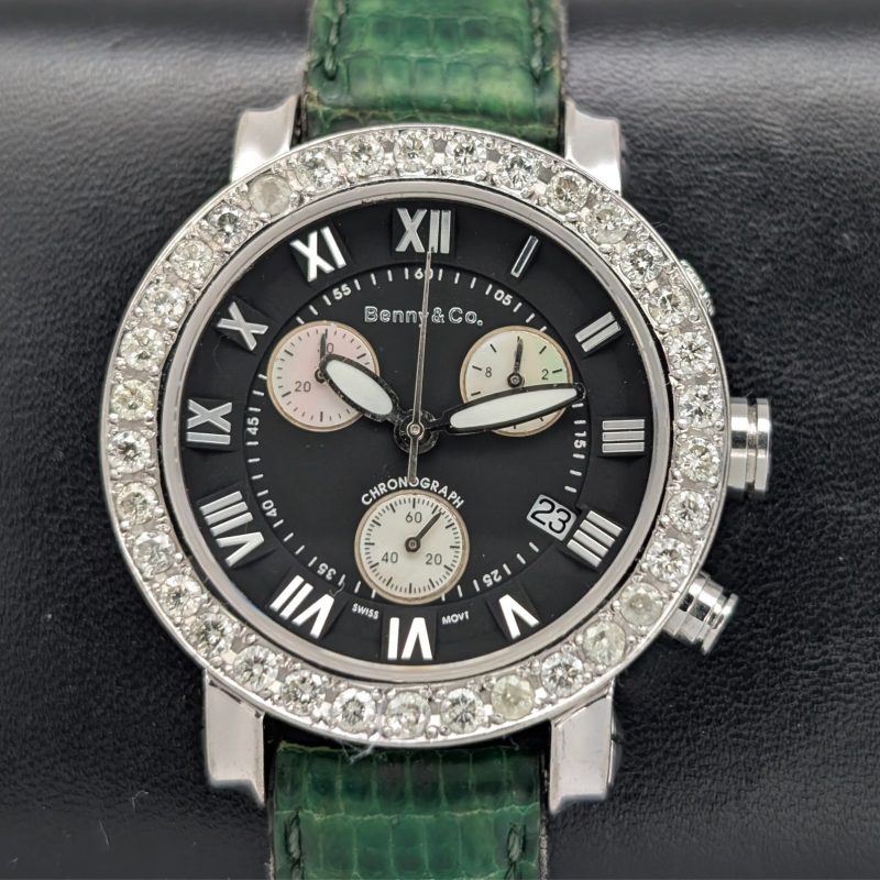 Benny & Co. Ice 2,5ct Chronograph Diamond Bezel Quarz Uhr Ø36mm Uhr #1267