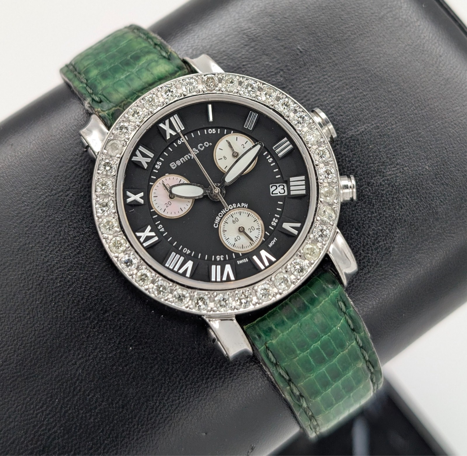 Benny & Co. Ice 2,5ct Chronograph Diamond Bezel Quarz Uhr Ø36mm Uhr #1267