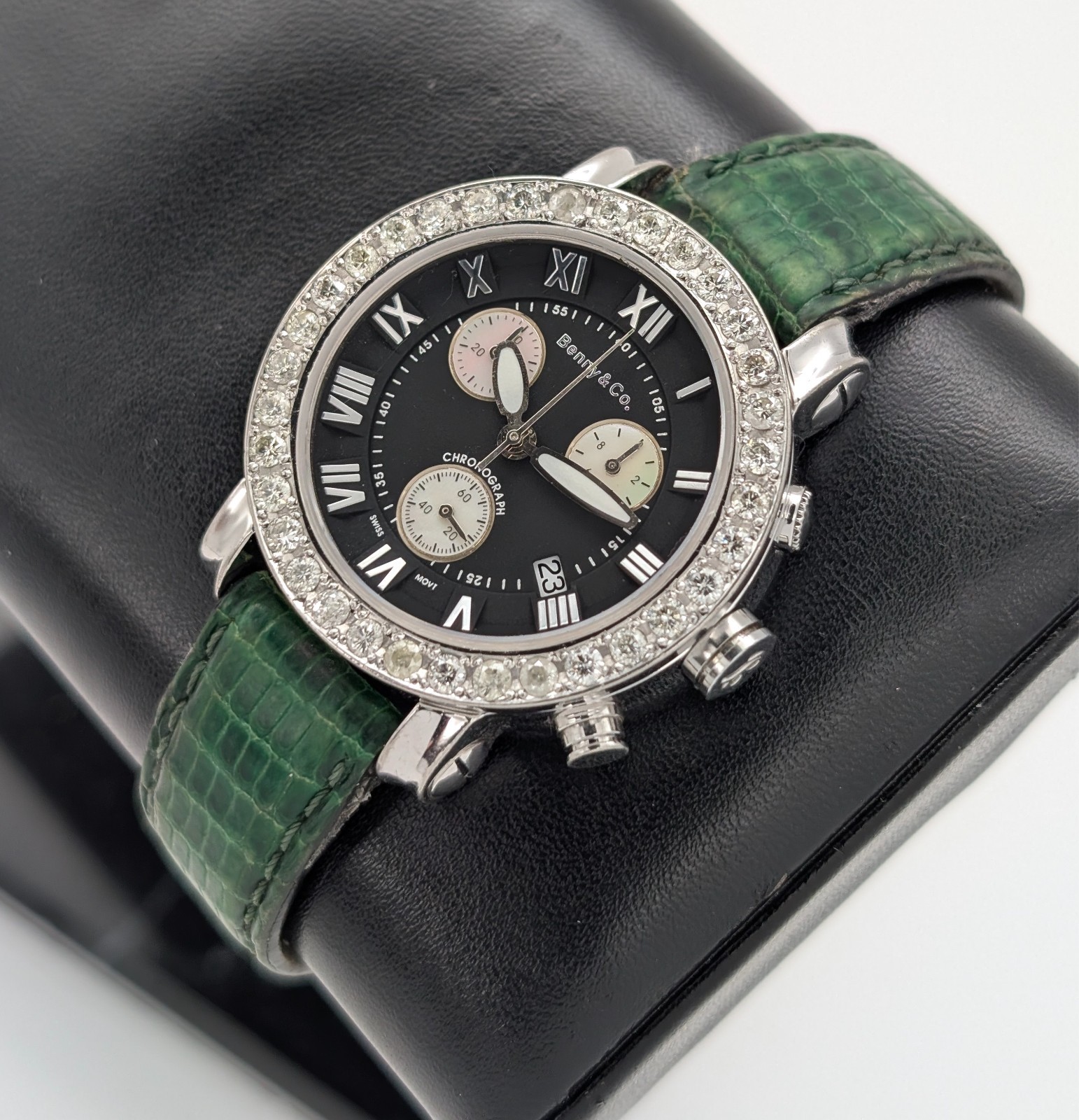 Benny & Co. Ice 2,5ct Chronograph Diamond Bezel Quarz Uhr Ø36mm Uhr #1267