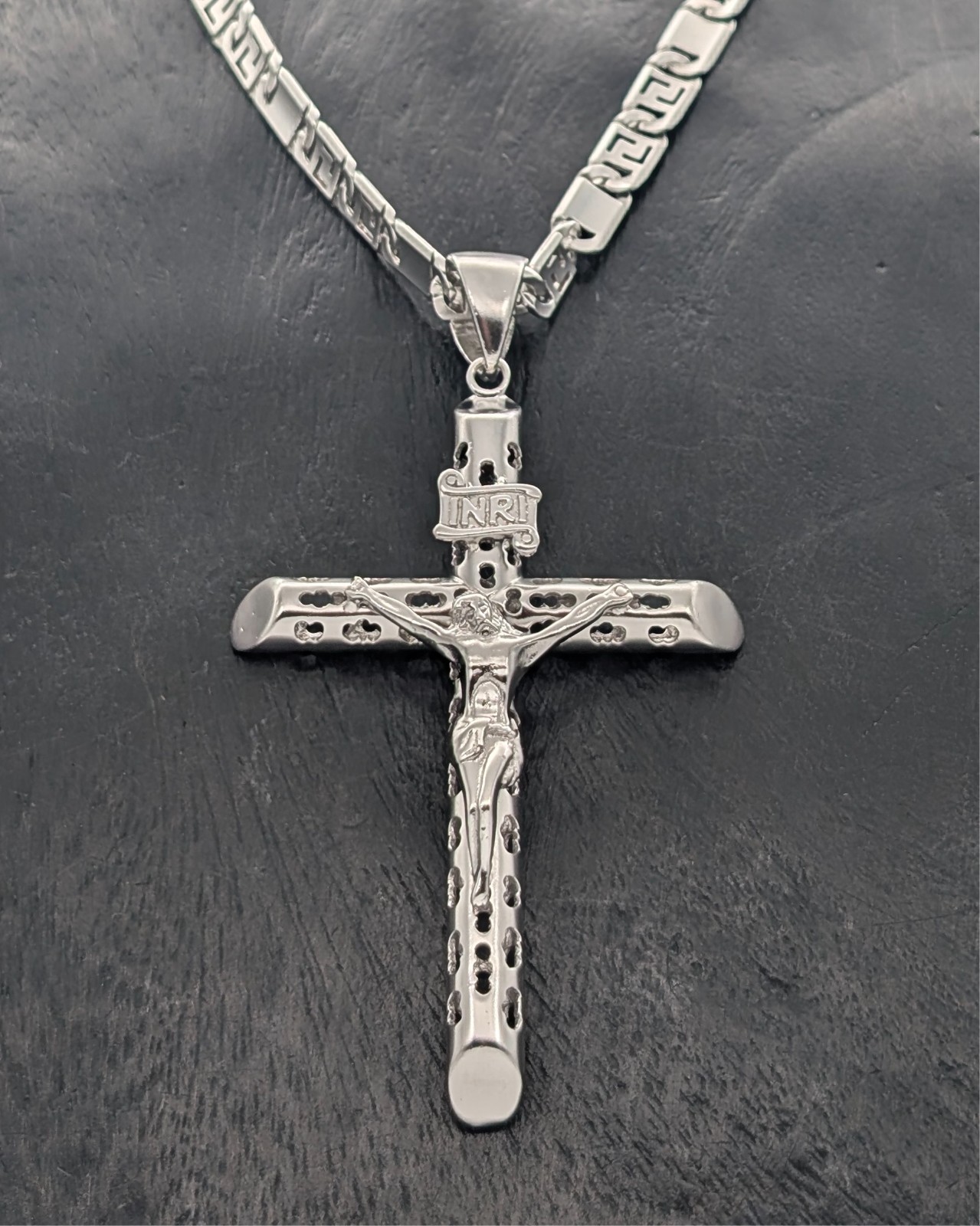 Kette mit Kreuz Jesus Anhänger 925 Sterling Silber – 69,90g – Halskette #3160