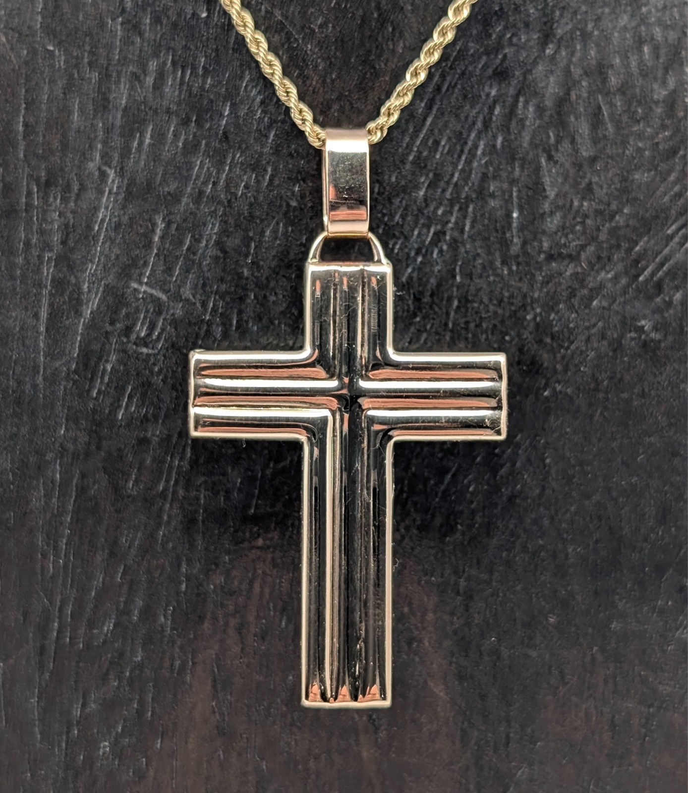 Anhänger Kreuz Jesus 585/14K Rosegold – 5,00g – für Halsketten #3153