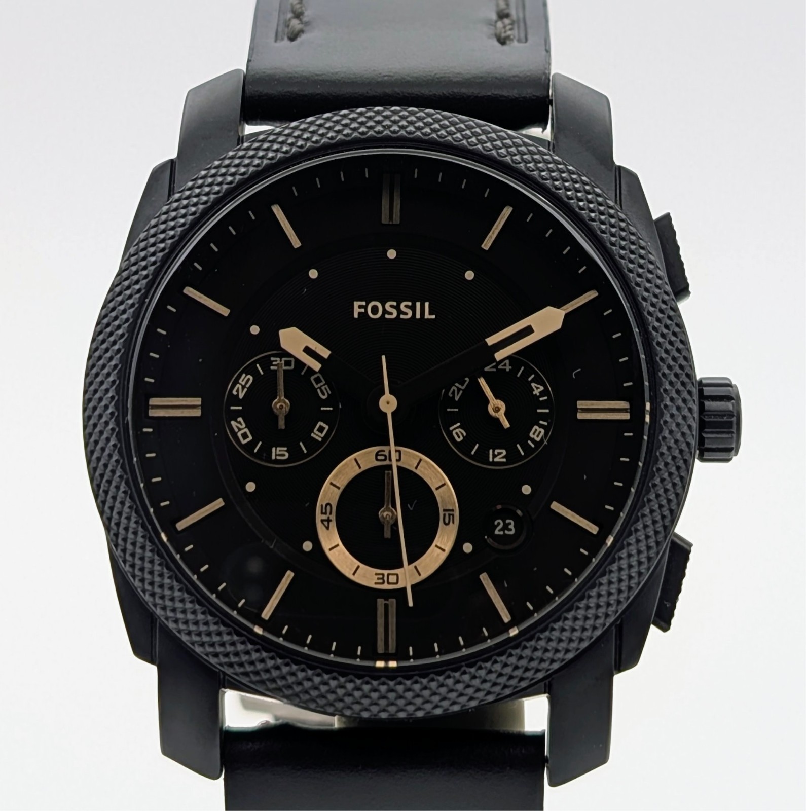 Fossil FS5586 Machine Armbanduhr – Ø42mm Quarz Lederarmband Schwarz #3139