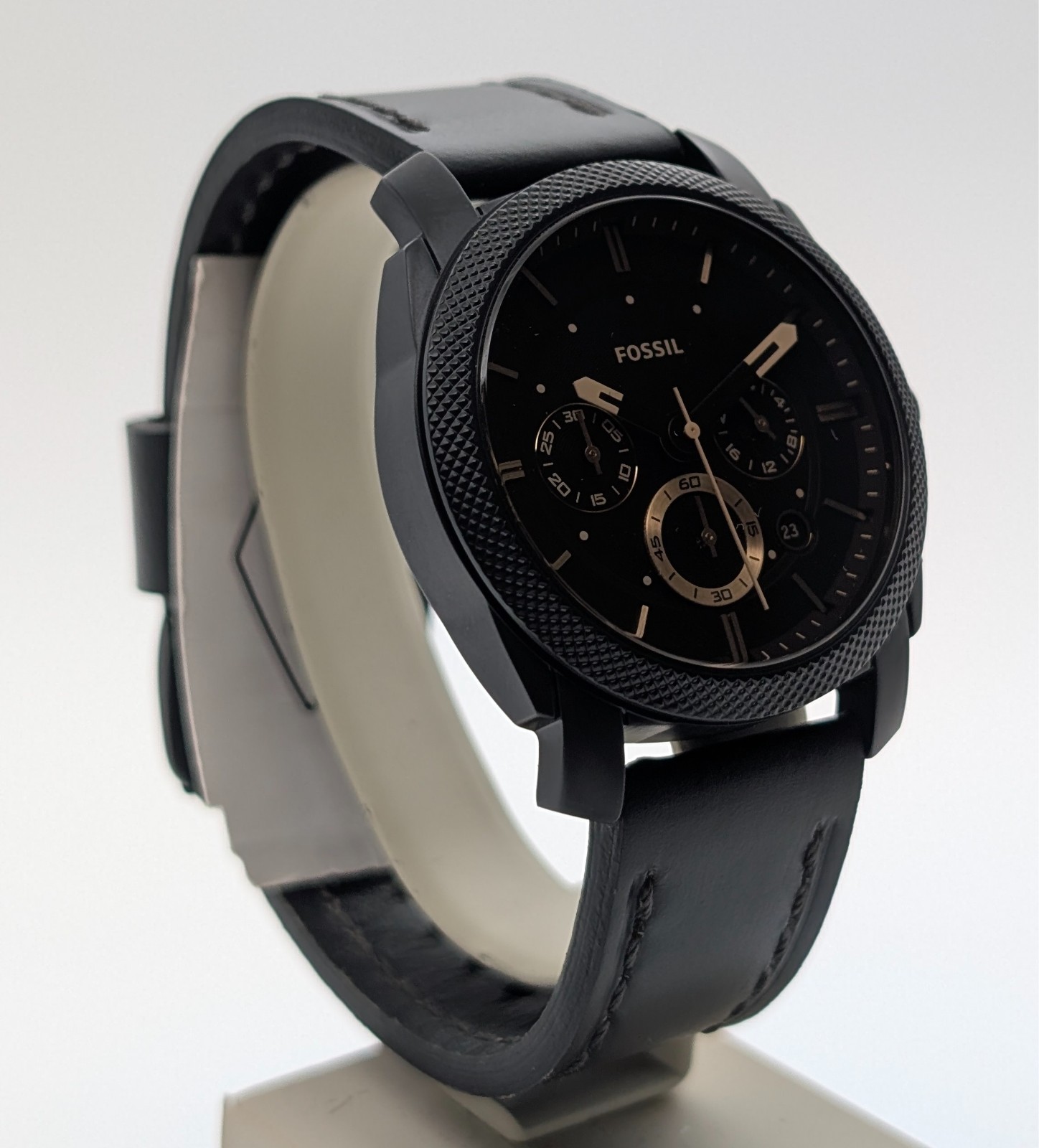 Fossil FS5586 Machine Armbanduhr – Ø42mm Quarz Lederarmband Schwarz #3139