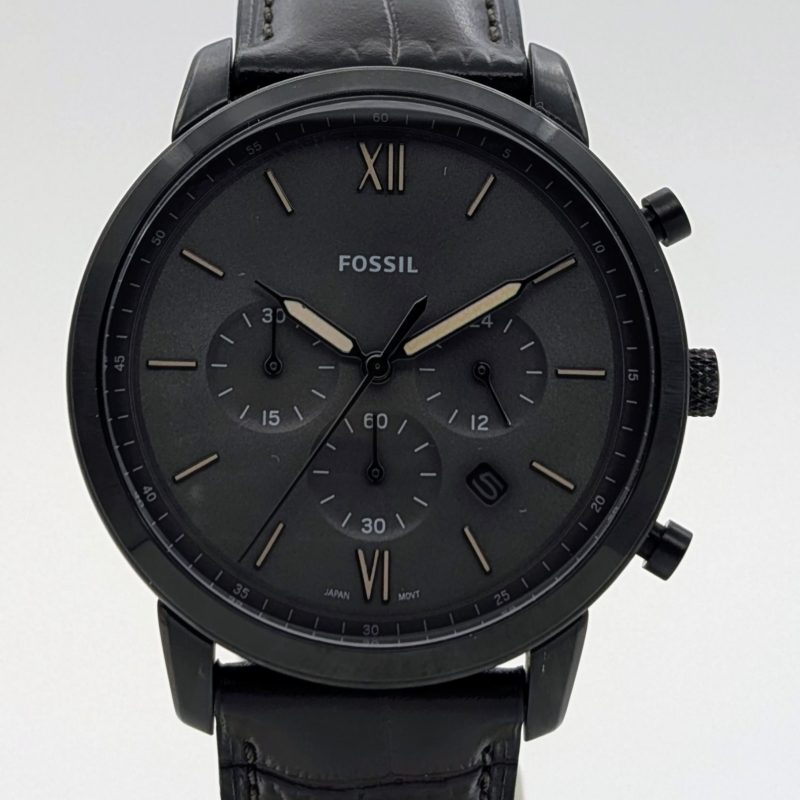 Fossil FS5579 Chronograph Neutra uhr – Ø44mm Quarz Lederarmband Schwarz #3138