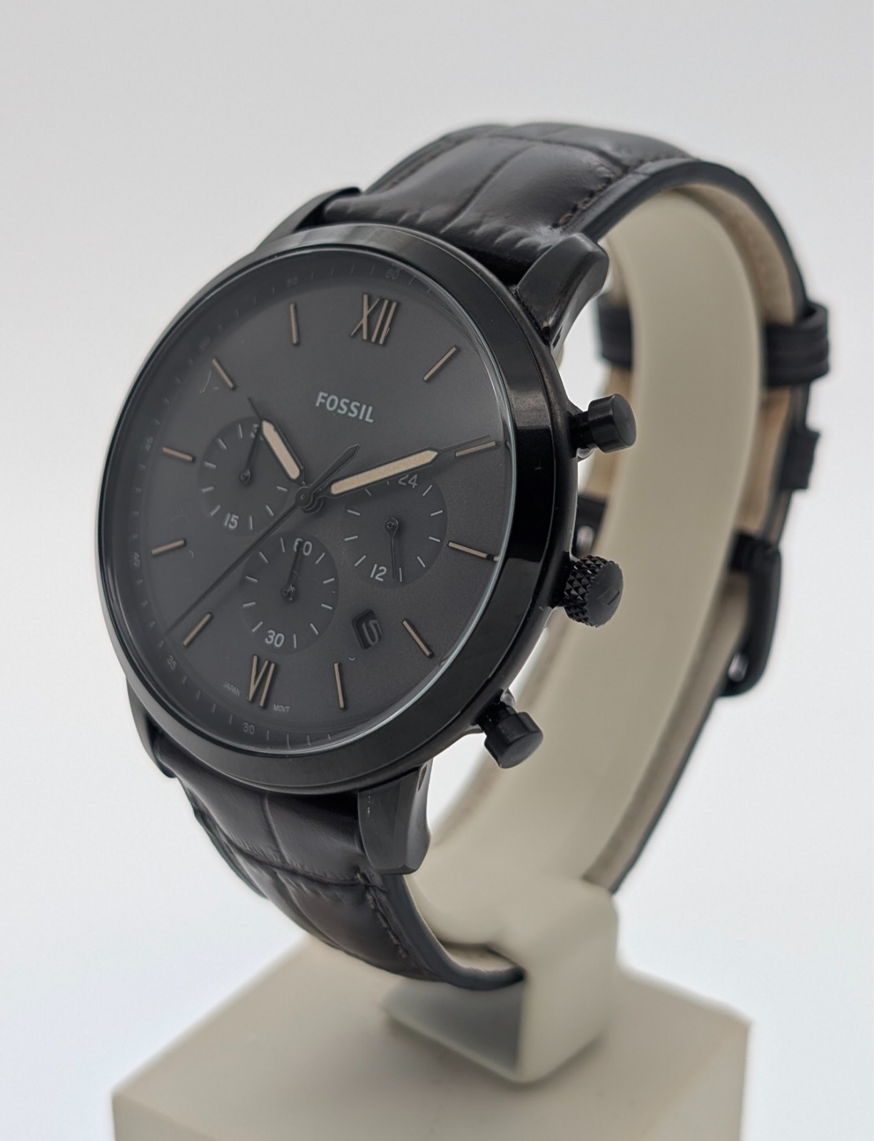 Fossil FS5579 Chronograph Neutra uhr – Ø44mm Quarz Lederarmband Schwarz #3138