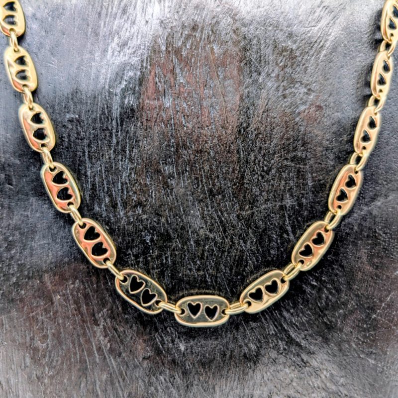 Herz Plattenkette Kette 585/14K Gelbgold – 41,70g –Gliederkette 65cm #3154