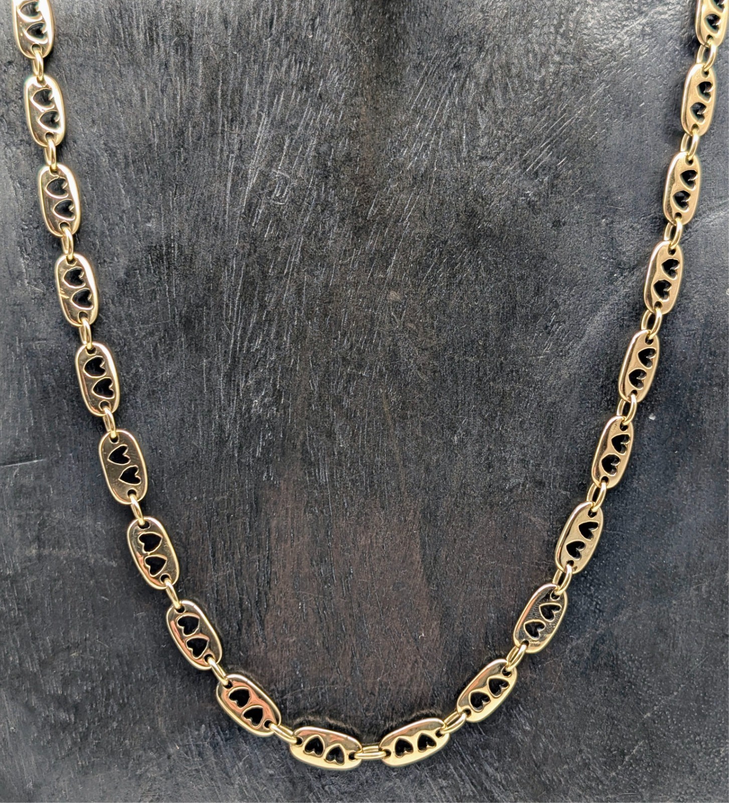 Herz Plattenkette Kette 585/14K Gelbgold – 41,70g –Gliederkette 65cm #3154