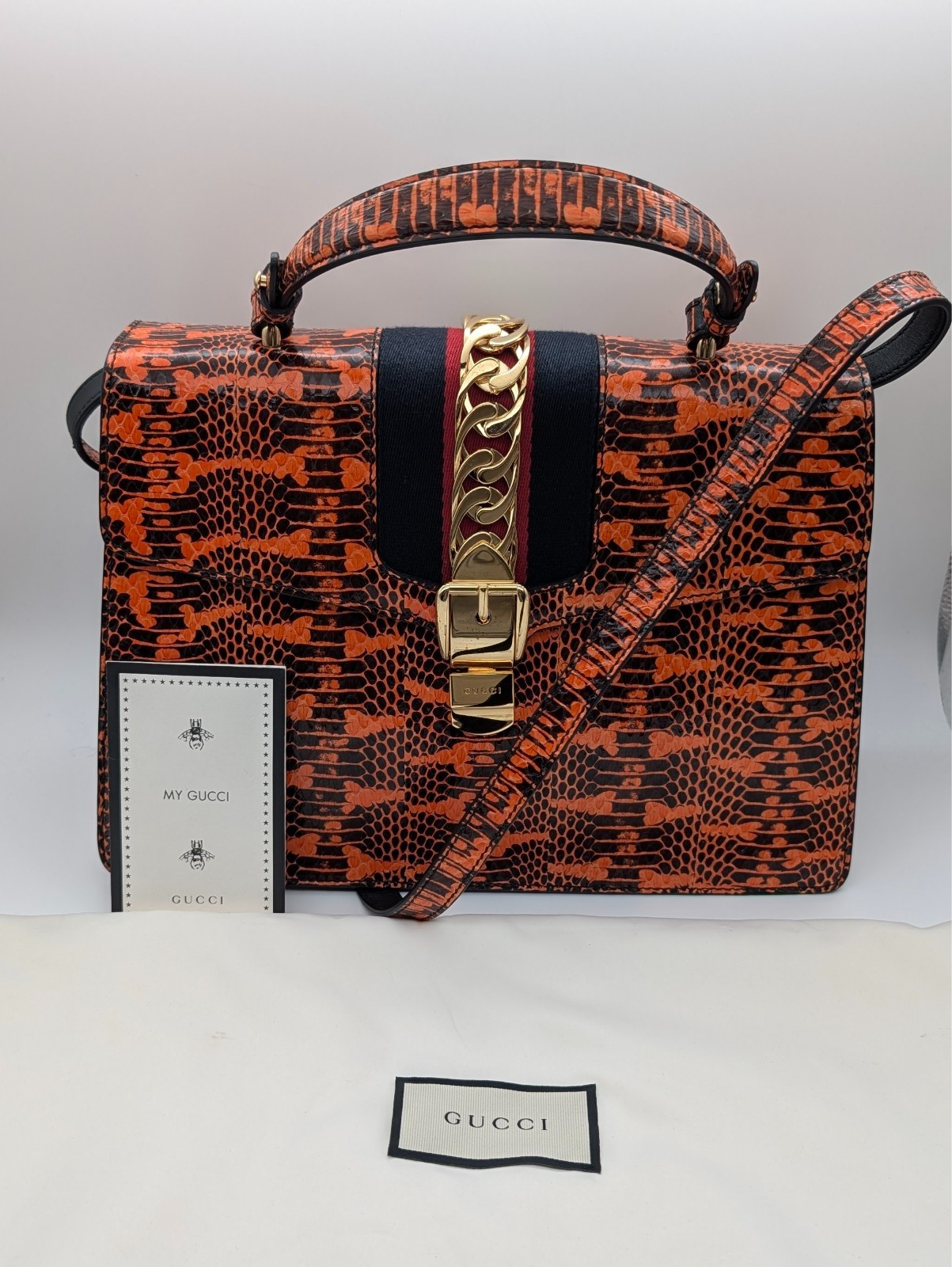Gucci Snakeskin Medium Sylvie Henkeltasche Schultertasche Europe Exclusive #3162
