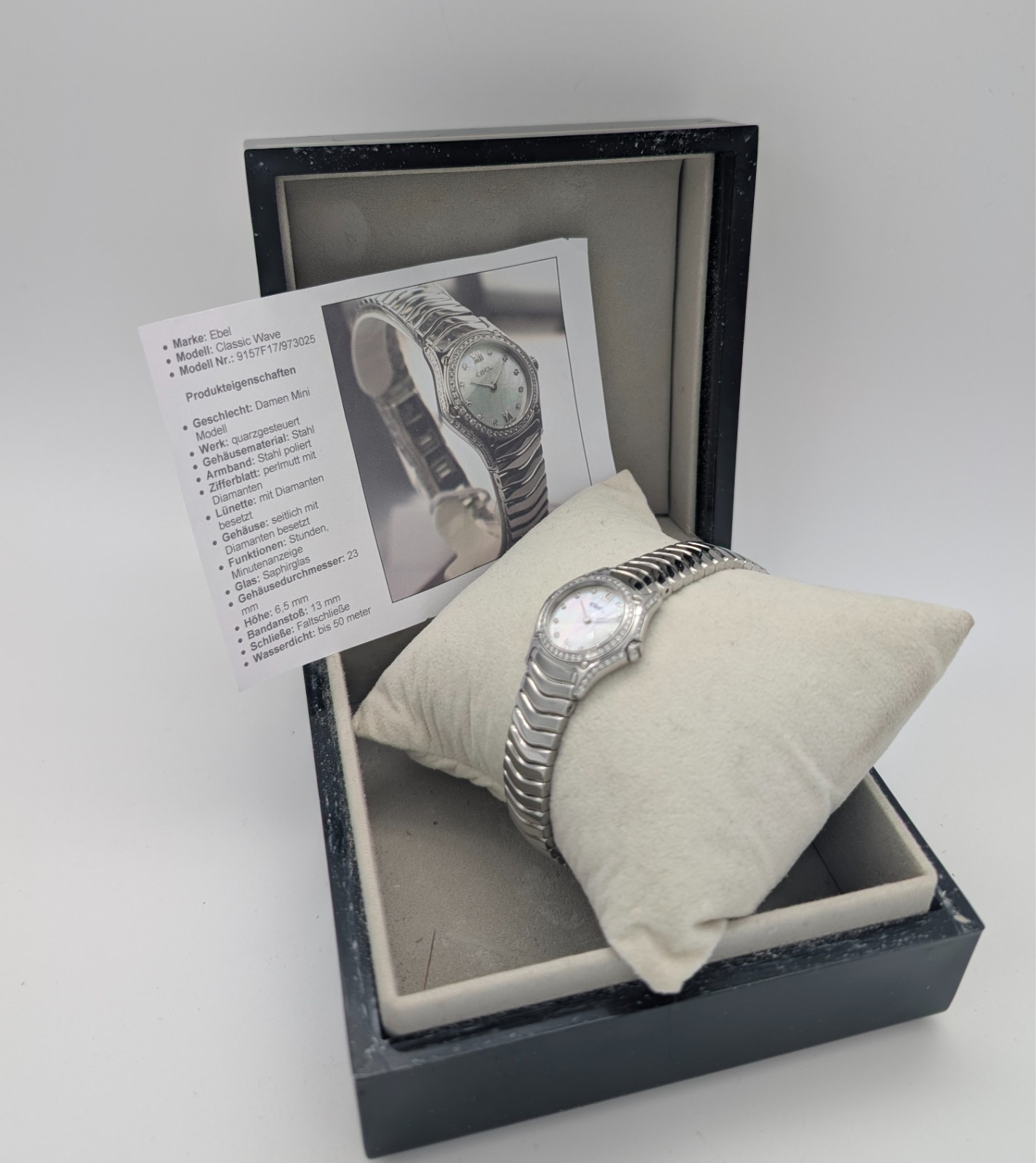 EBEL Diamond Classic Wave Perlmutt 9157F17-30 Quarz Uhr Ø24mm Damenuhr #3156