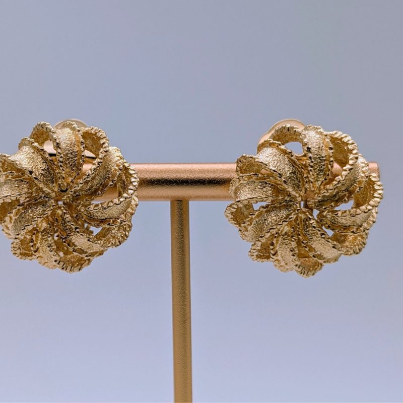Blüten Clip-Creolen 750/18K Gelbgold 21,20g – Damen Creolen #3238