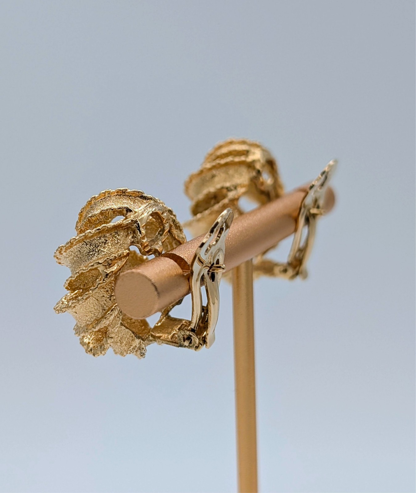 Blüten Clip-Creolen 750/18K Gelbgold 21,20g – Damen Creolen #3238