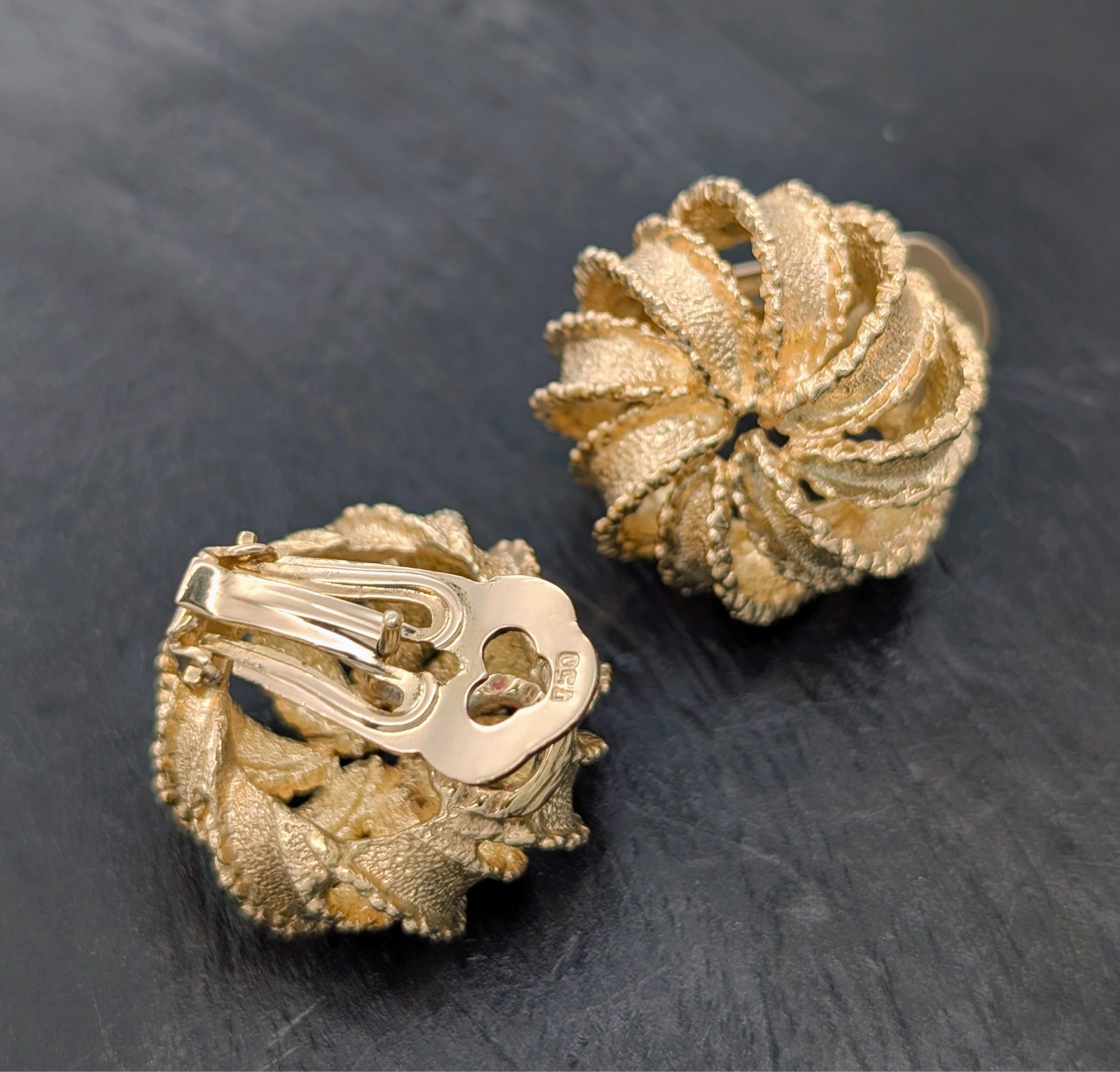 Blüten Clip-Creolen 750/18K Gelbgold 21,20g – Damen Creolen #3238