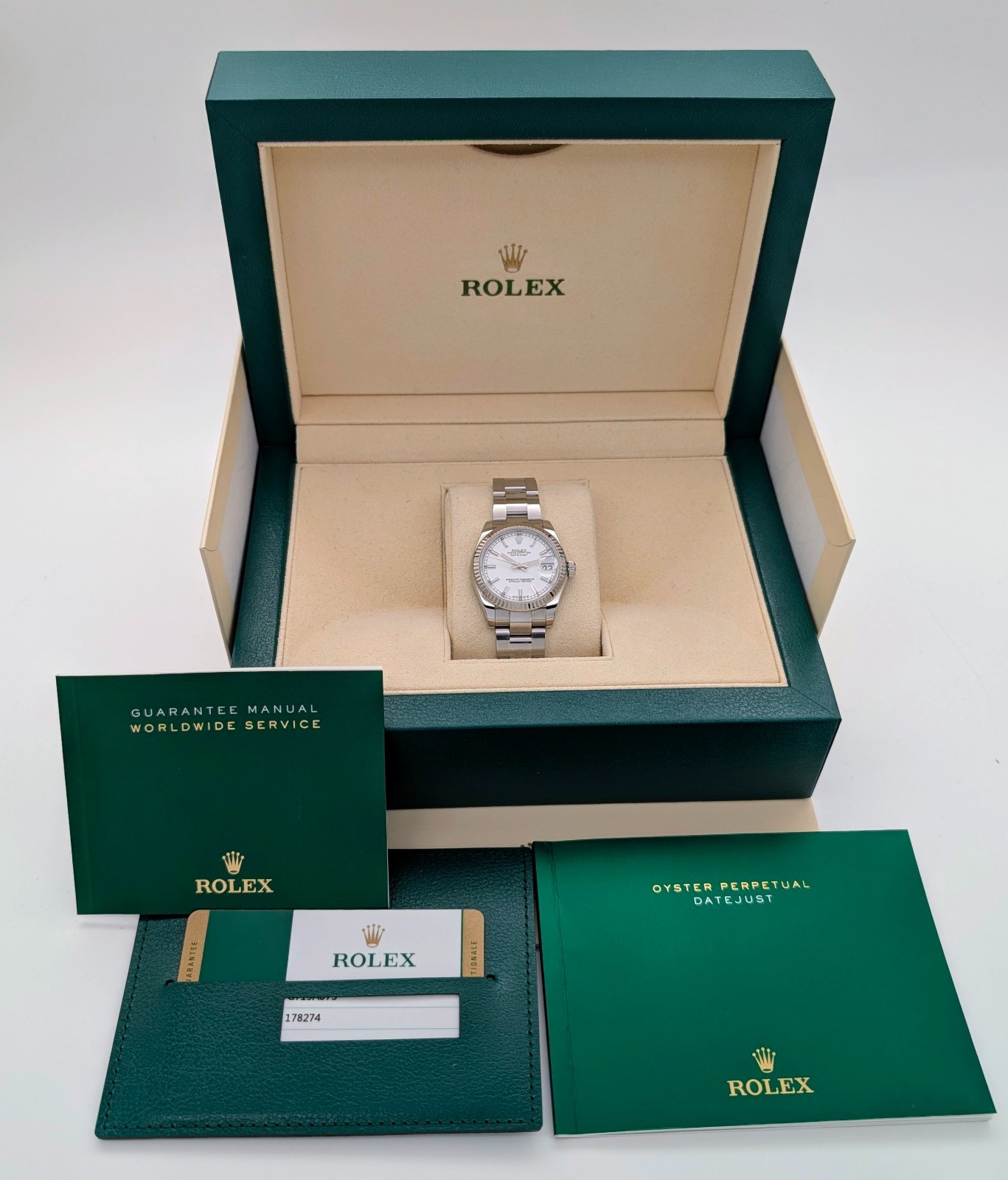 Rolex Datejust 31 Ref.178274 White Dial Ø31mm Uhr Fullset #3219