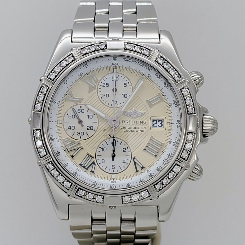 Breitling Crosswind A13355 Chronograph Creme Dial Diamond Bezel Ø43mm Uhr #3186