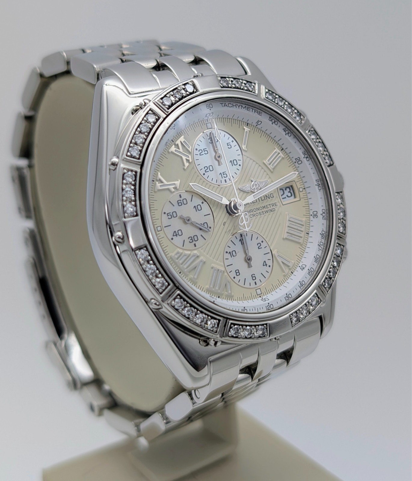 Breitling Crosswind A13355 Chronograph Creme Dial Diamond Bezel Ø43mm Uhr #3186