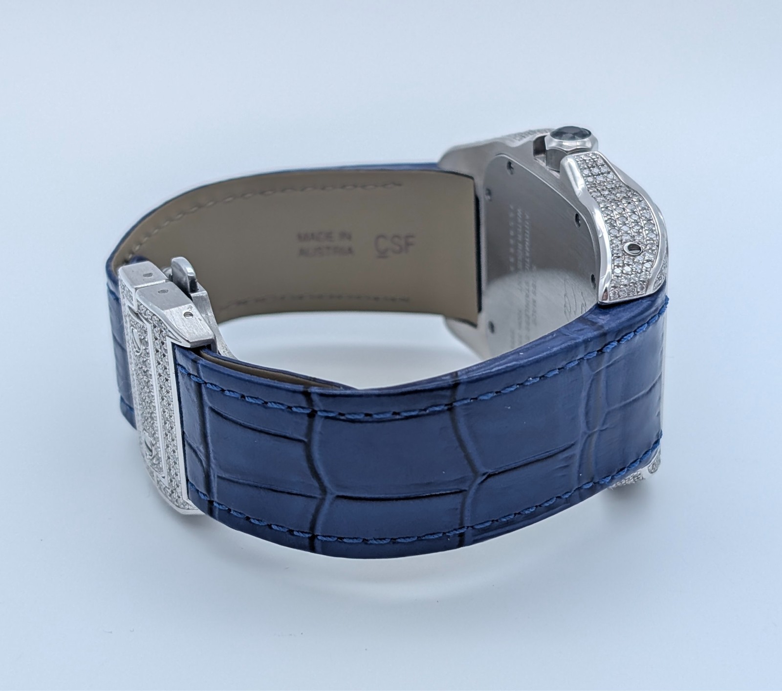 Cartier Santos 100 XL Diamond W20073X8 Uhr – Ø38mm Lederarmband #3127