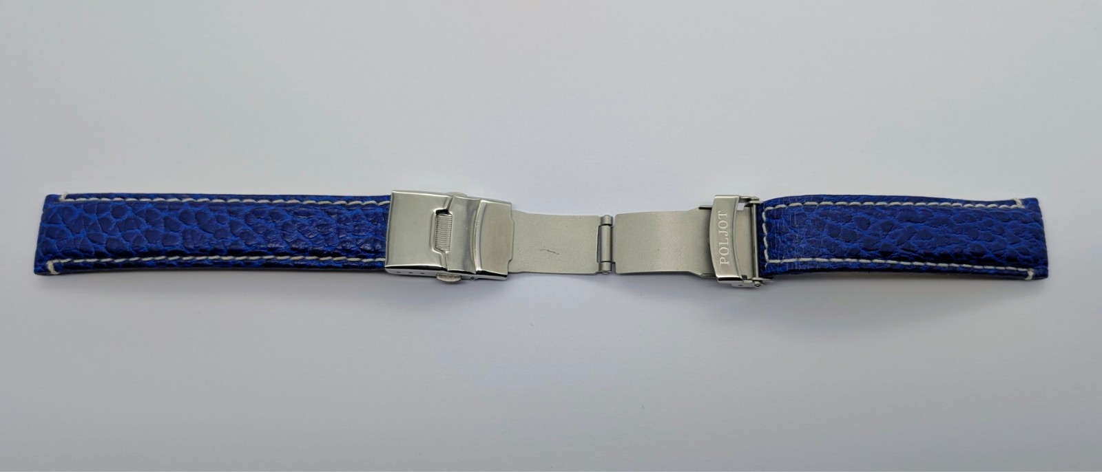 Poljot Lederarmband Blau 20 mm mit Faltschließe #3298