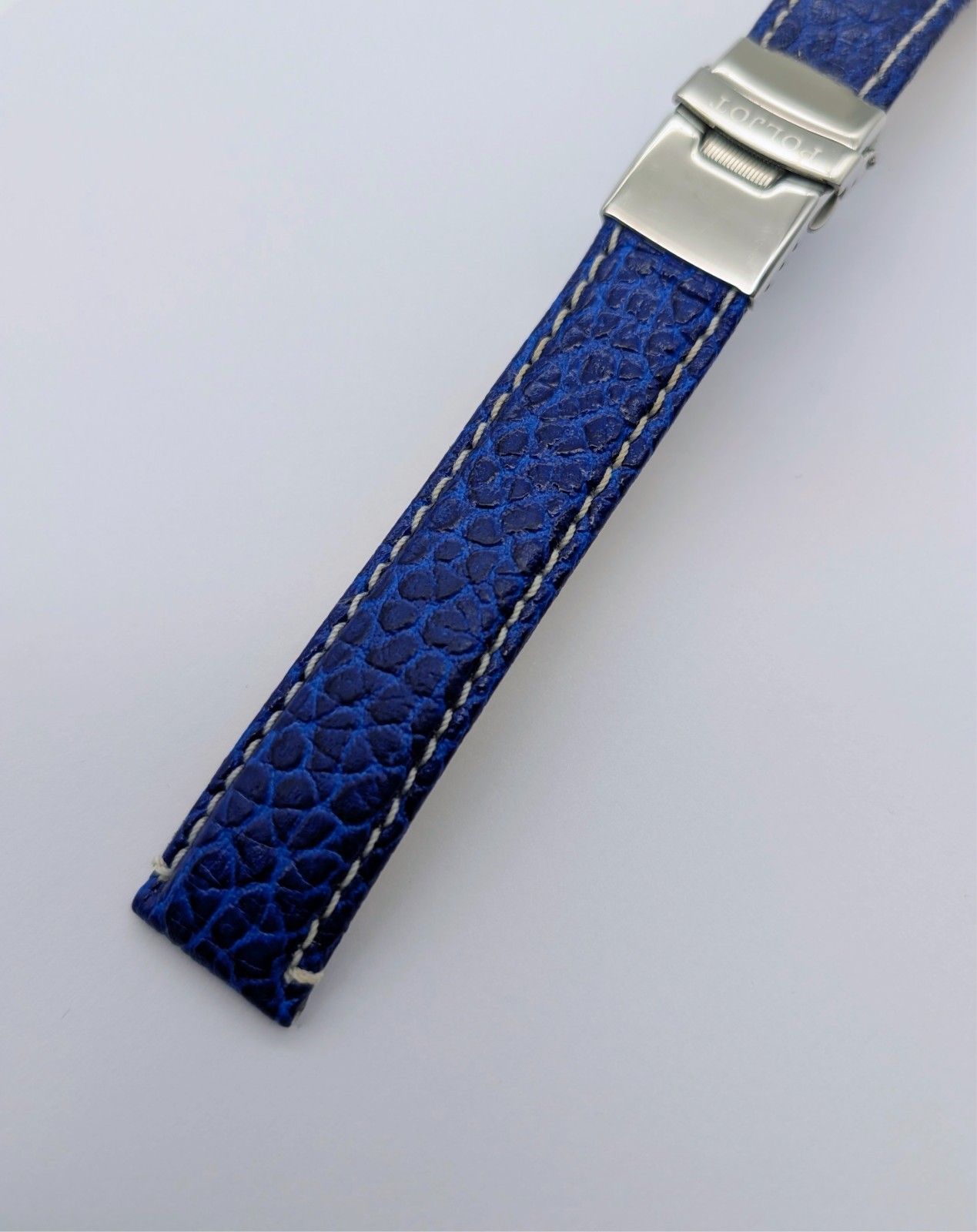 Poljot Lederarmband Blau 20 mm mit Faltschließe #3298