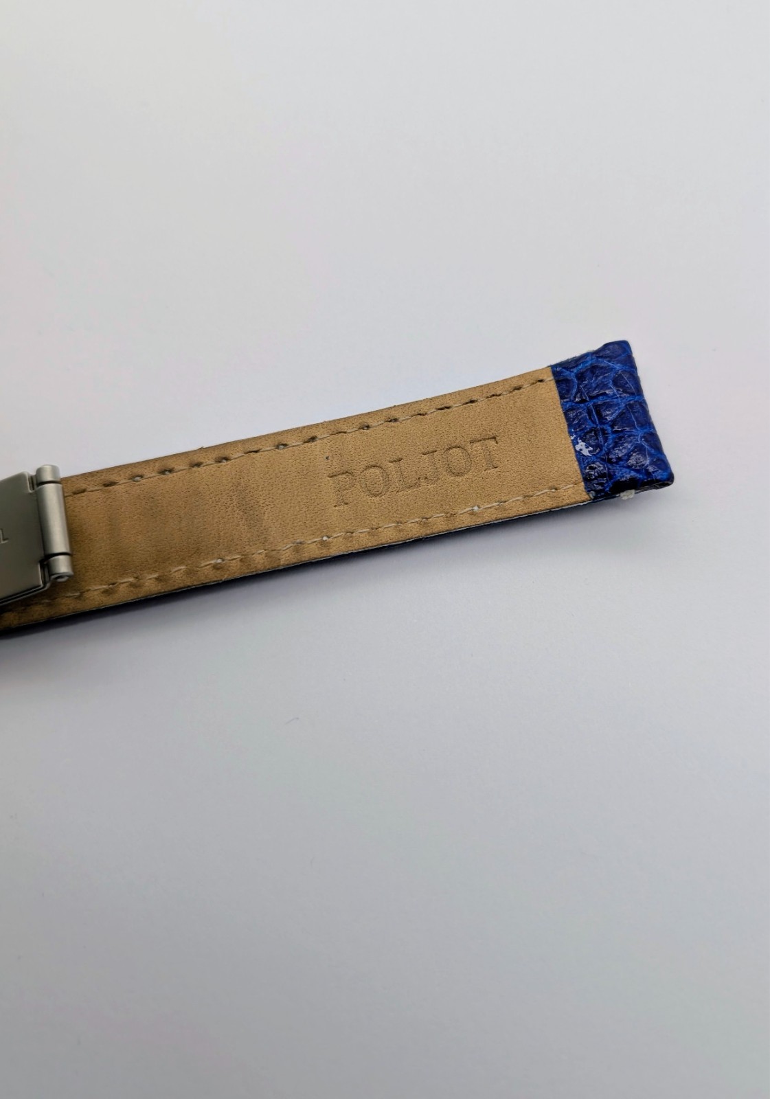 Poljot Lederarmband Blau 20 mm mit Faltschließe #3298