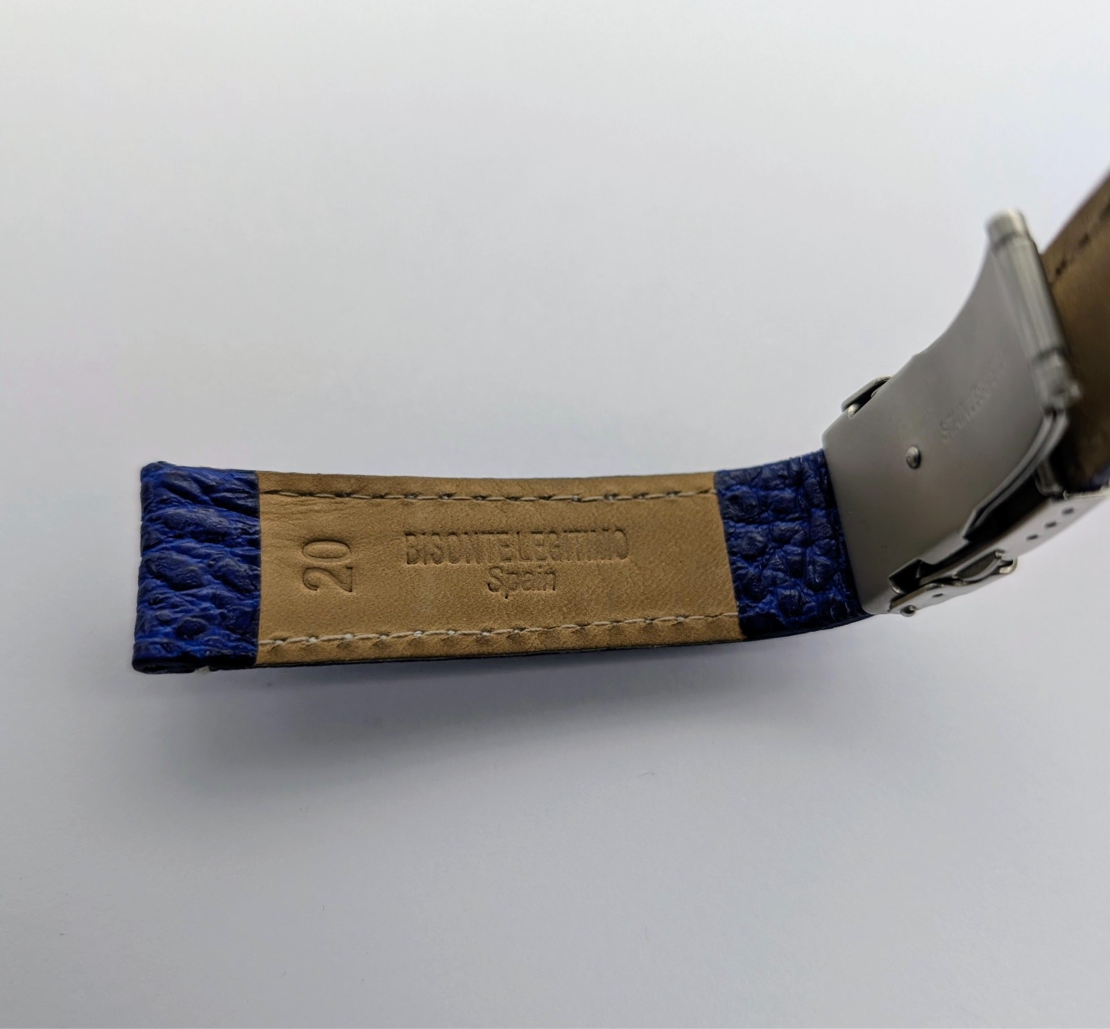 Poljot Lederarmband Blau 20 mm mit Faltschließe #3298