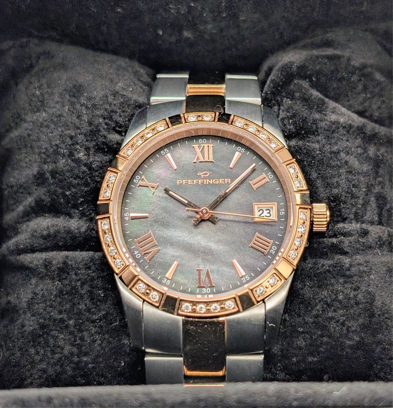 Pfeffinger 2239 Brillant Brillantuhr ca. 0,30 ct Ø36mm Uhr Fullset #3120