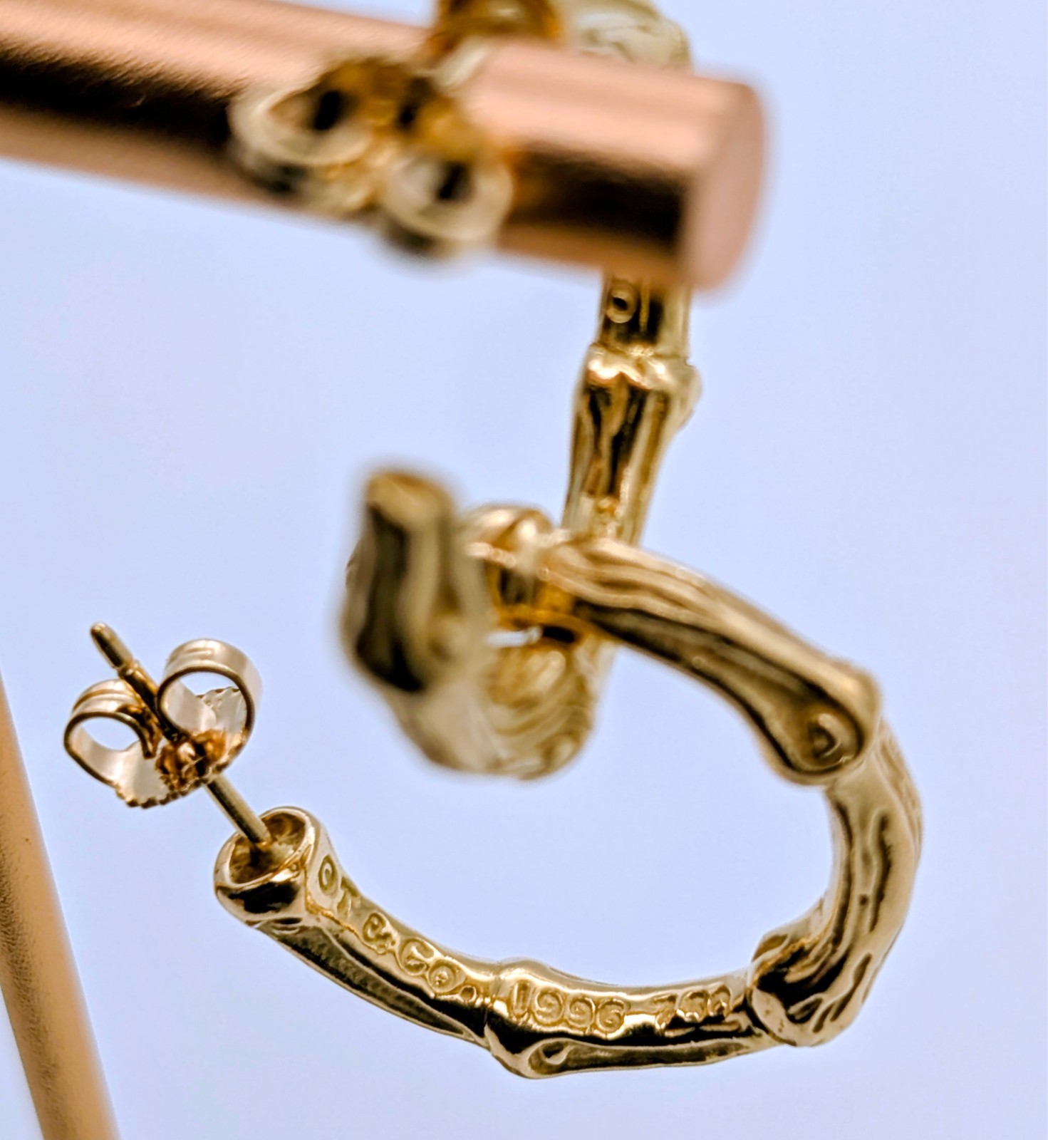 Tiffany & Co. Vintage Bamboo Ohrringe 750/18K Gelbgold 14,00g #3324