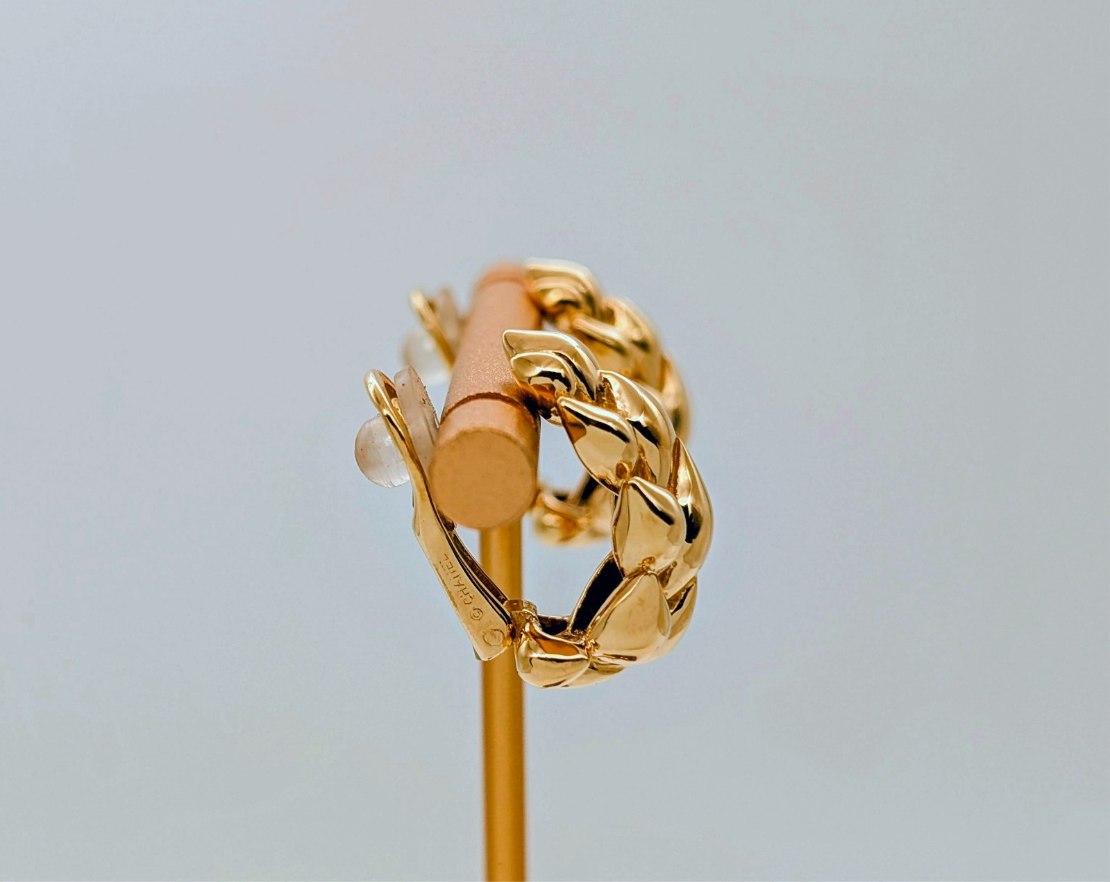 Chanel Vintage Ohrringe Blättermotiv 750/18K Gelbgold 18,60g #3322