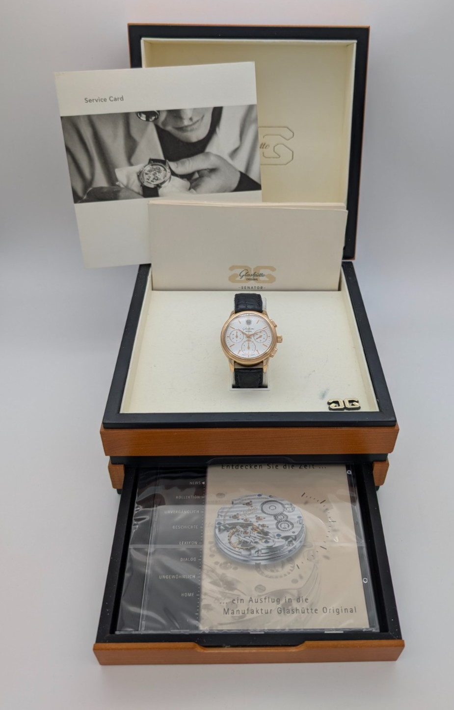 Glashütte Original SENATOR Chronograph Ref-3932121204 Uhr Ø39mm 18K Gold #3334
